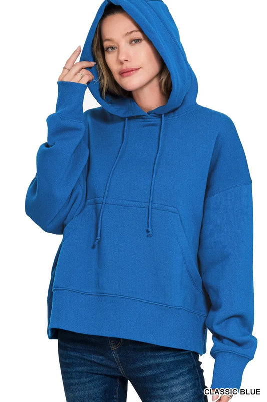 Classic Blue Fleece Kangaroo Pocket Hoodie