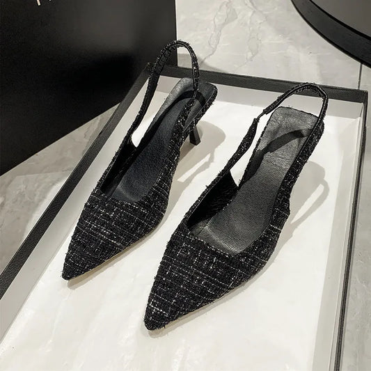 Point Toe Kitten Heel Slingback Pumps