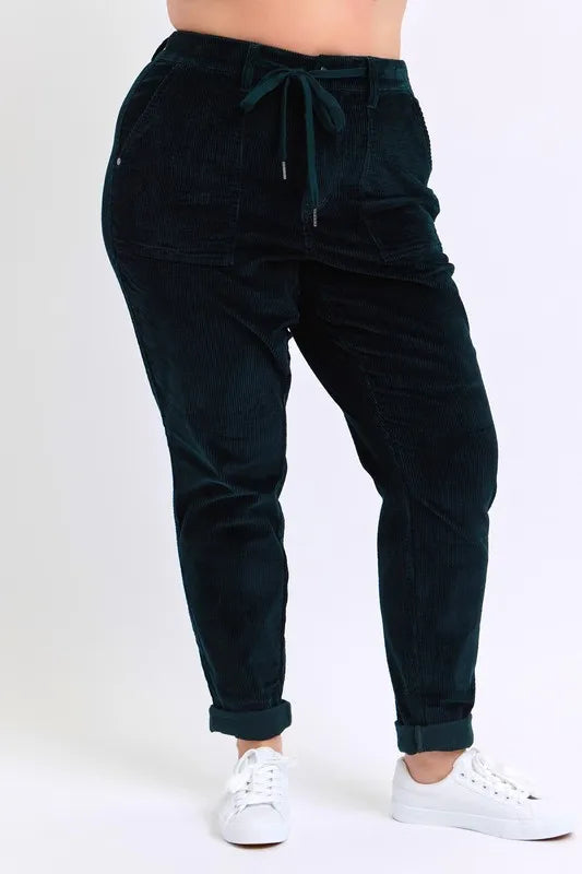 Emerald High Waist Corduroy Cuffed Jogger - Inclusive Sizes