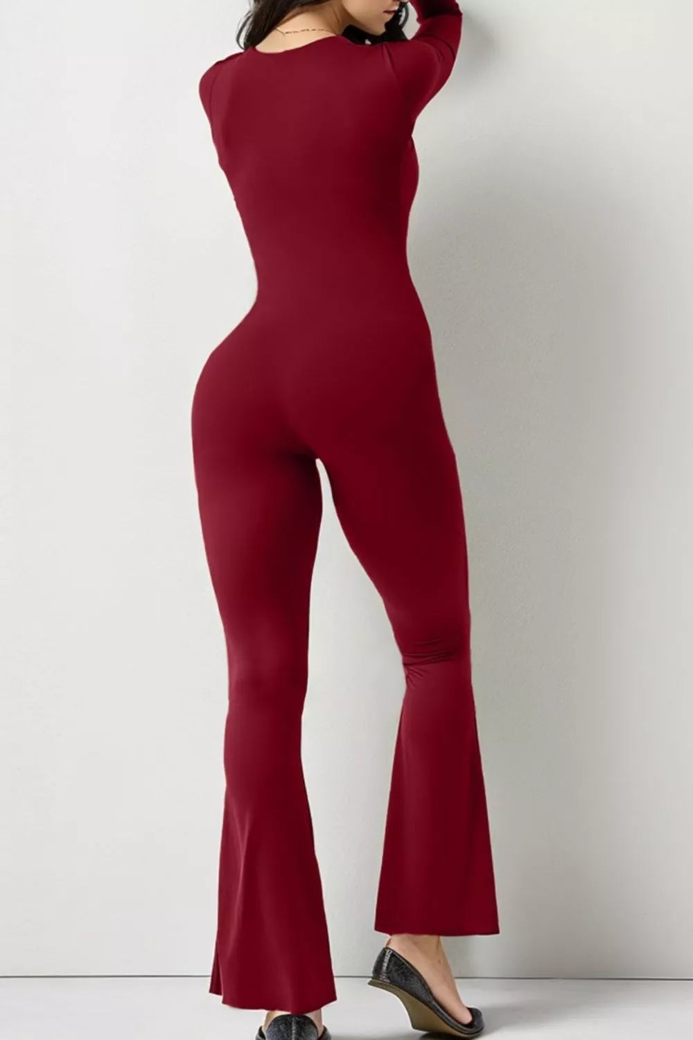 Versatile Square Neck Long Sleeve Jumpsuit – Chic Women’s One-Piece Outfit