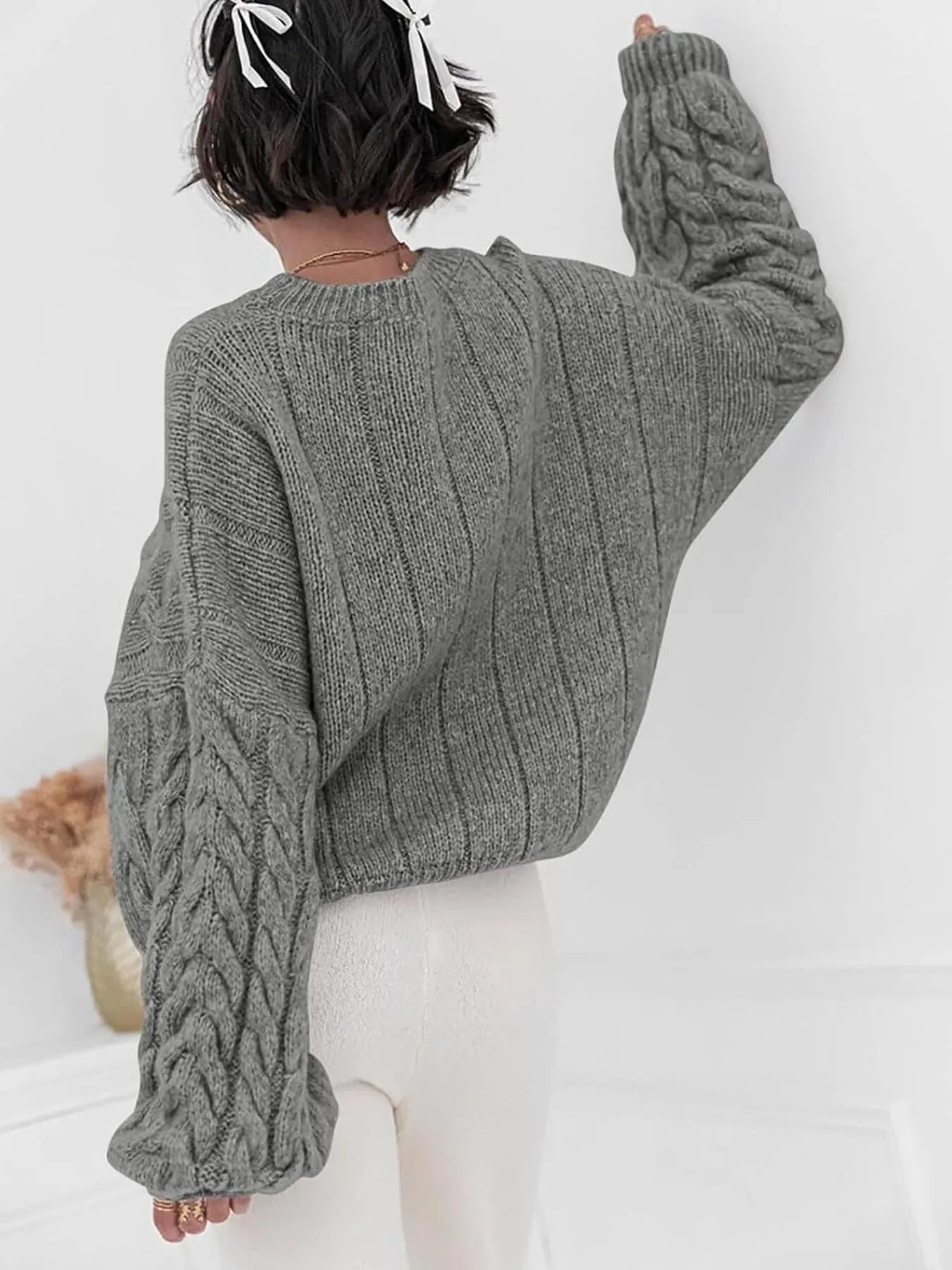 Cable Knit Long Sleeve Sweater – Cozy, Classic Winter Essential