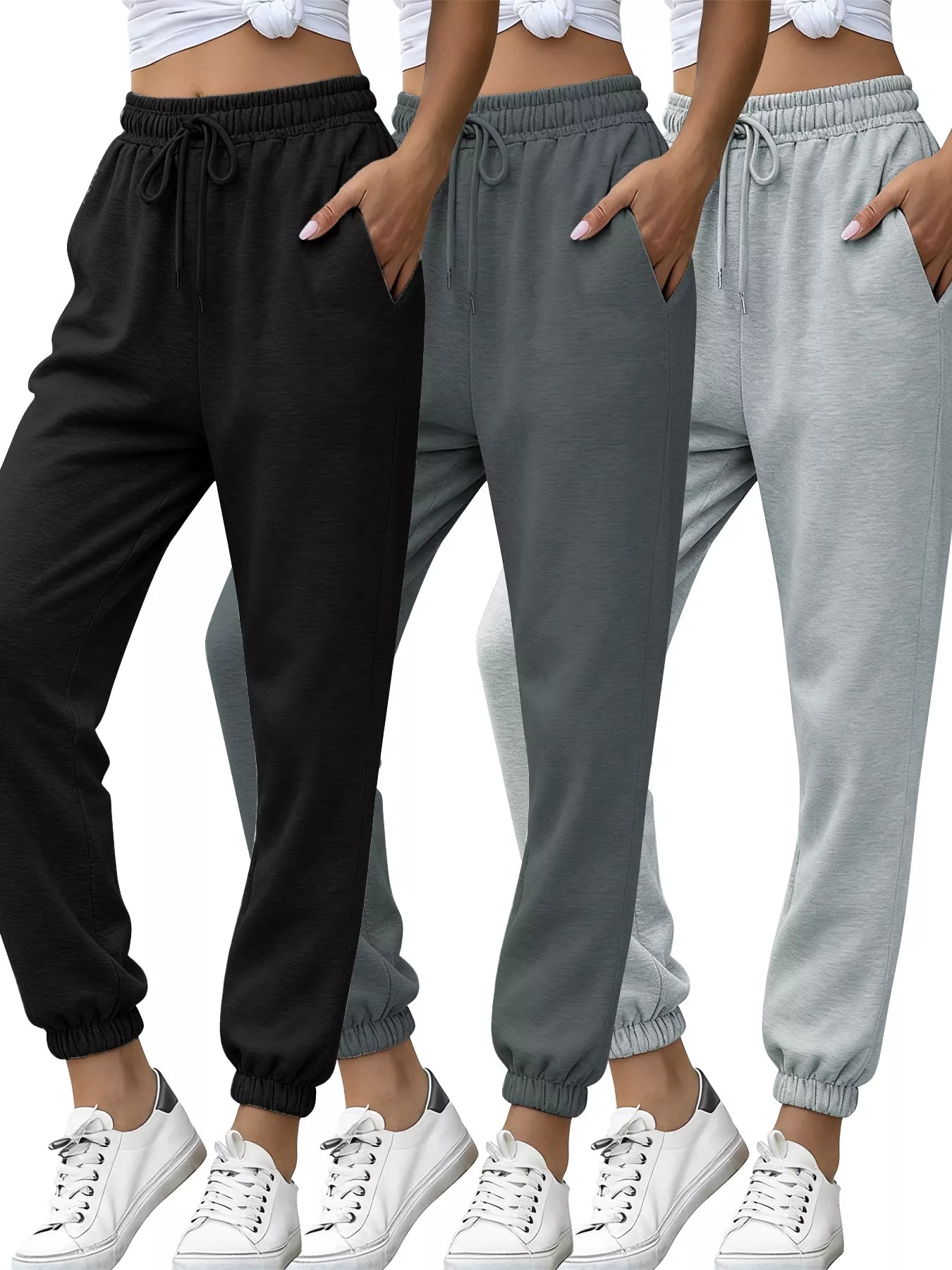 3 Piece Drawstring Joggers with Pockets
