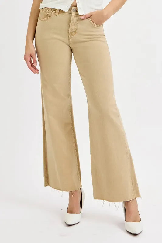 Confident Curve Tan Raw Hem Jeans