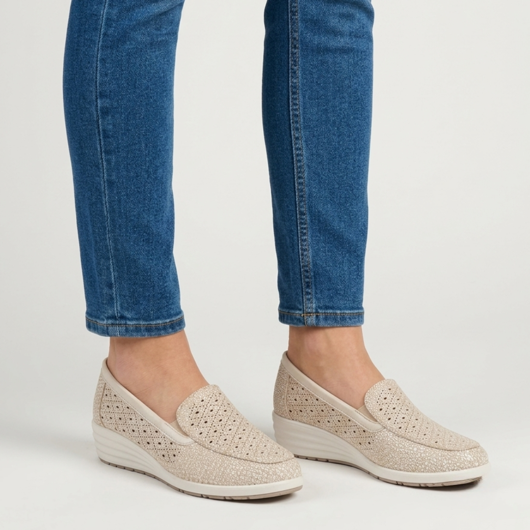 Ermione | Orthopedic Leather Loafers Comfortable Supportive Everyday Women Beige