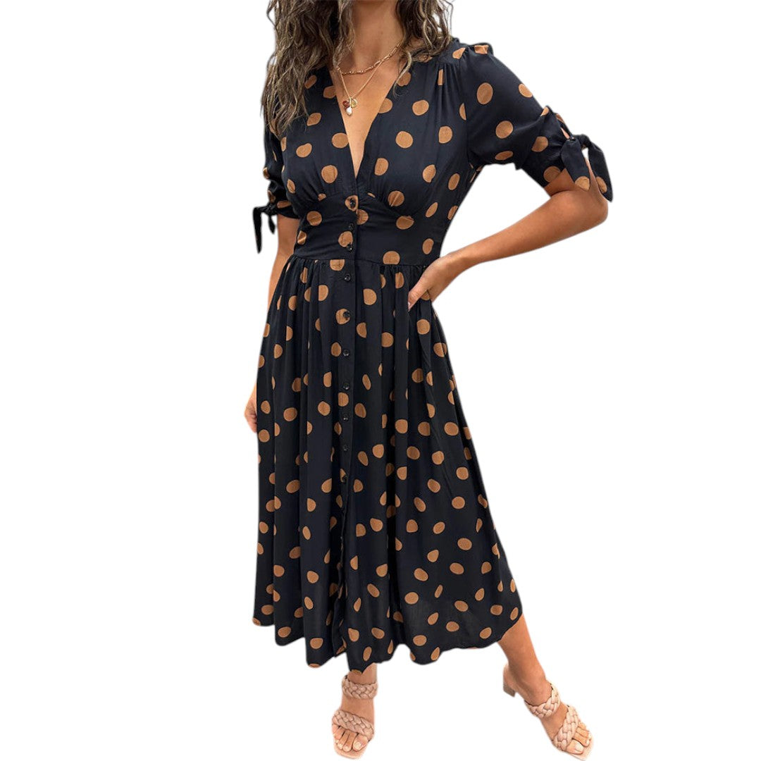 Monique™ | Elegant Polka Dot Dress