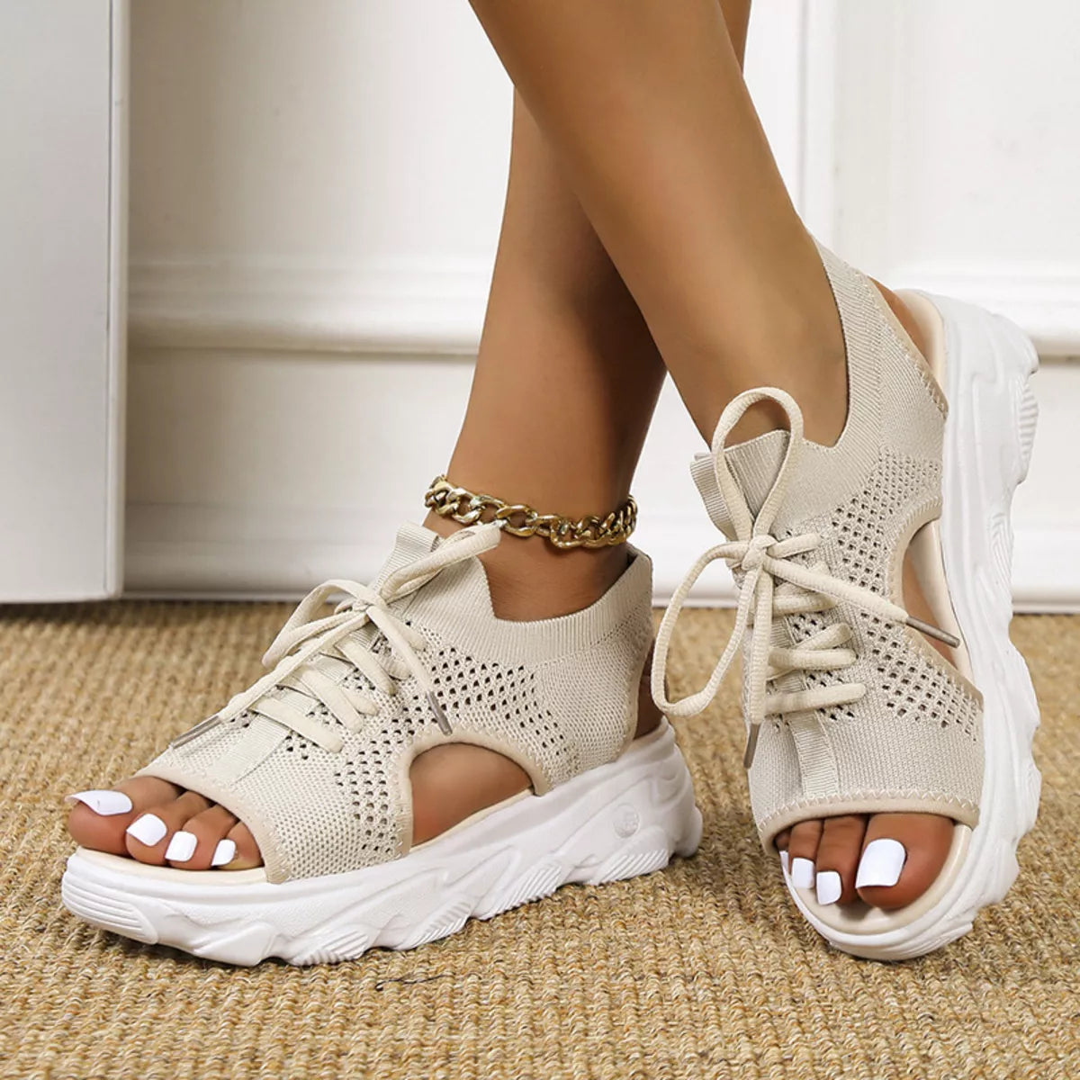 Women's Platform Sandals - Breathable Mesh