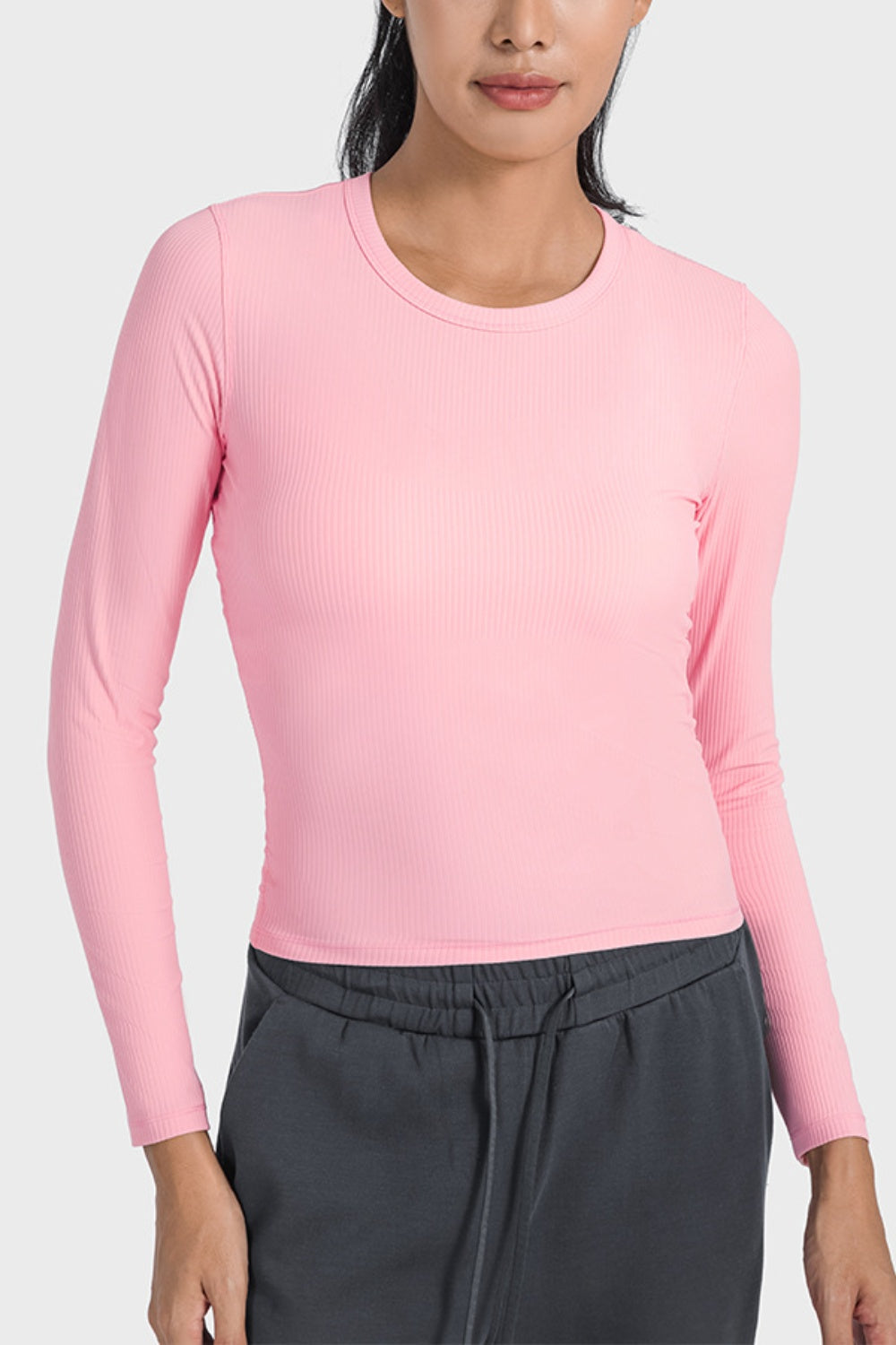 Long Sleeve Sports Tee – Round Neck, Modern Style