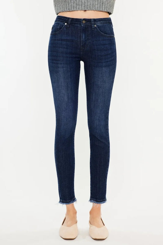 Dark Indigo High Rise Slim Ankle Jeans