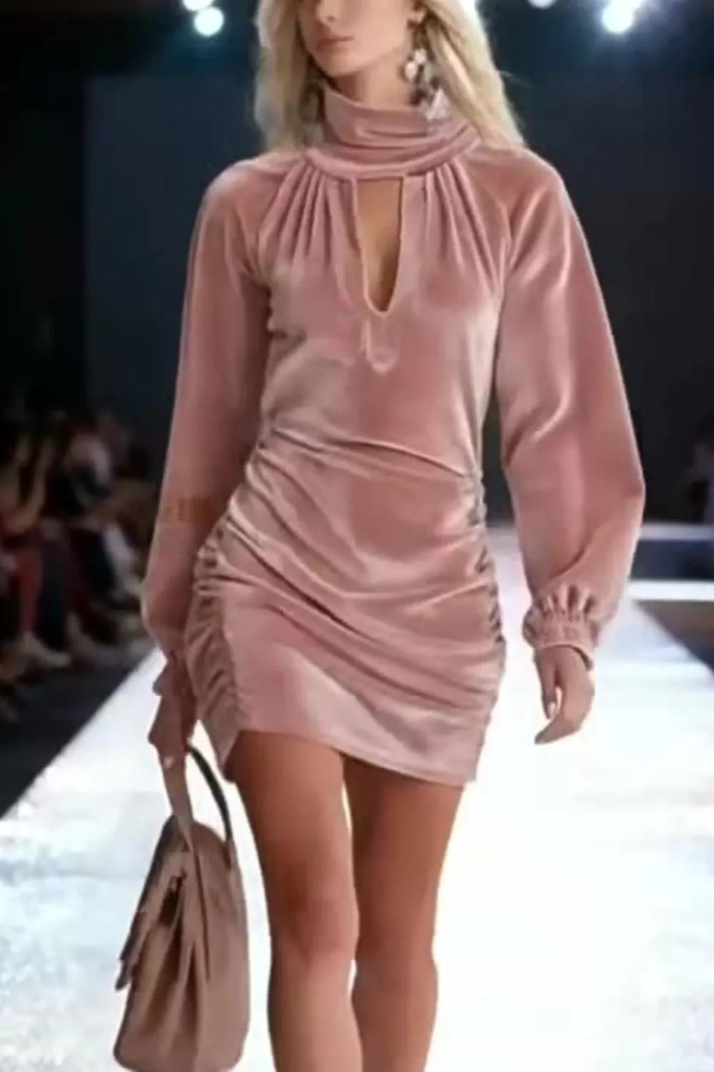 Elegant Velvet Ruched Mini Dress