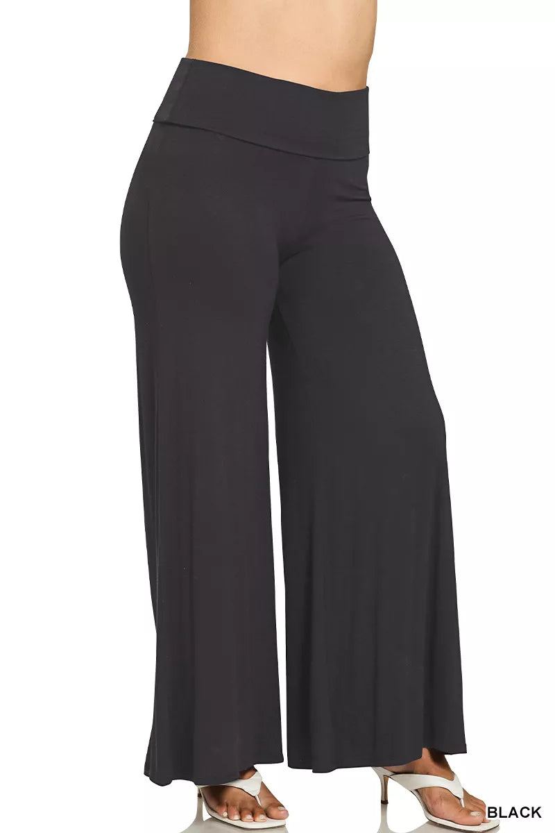 Fold Over Waist Comfy Wide Leg Pants – Inclusive Sizing (S–3XL)