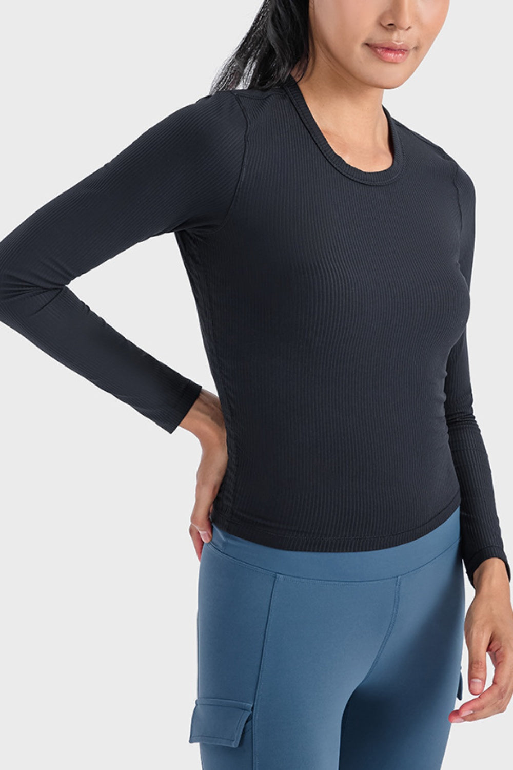 Long Sleeve Sports Tee – Round Neck, Modern Style