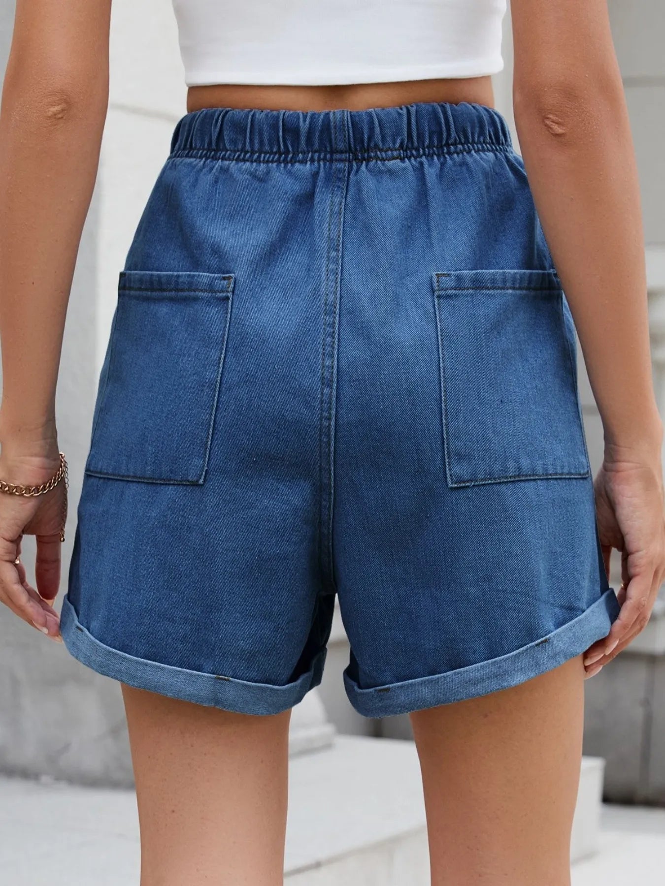 Chill Wash Drawstring Denim Shorts