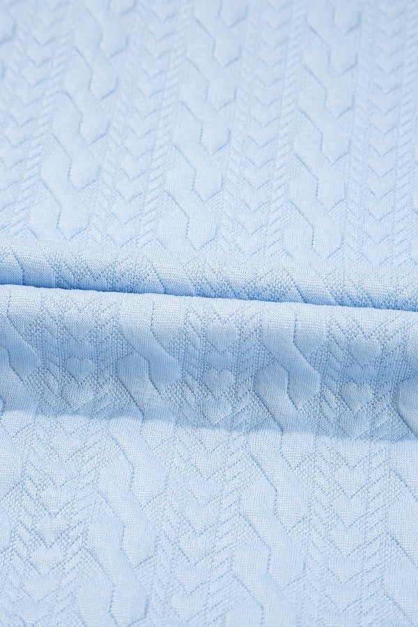 Contrast Trim Textured Crewneck Tee and Pocketed Skirt Set