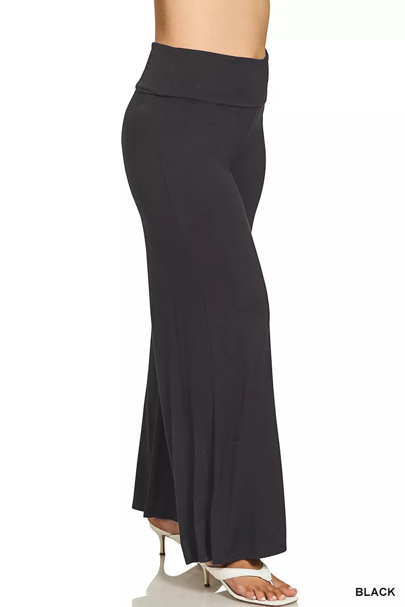 Fold Over Waist Comfy Wide Leg Pants – Inclusive Sizing (S–3XL)