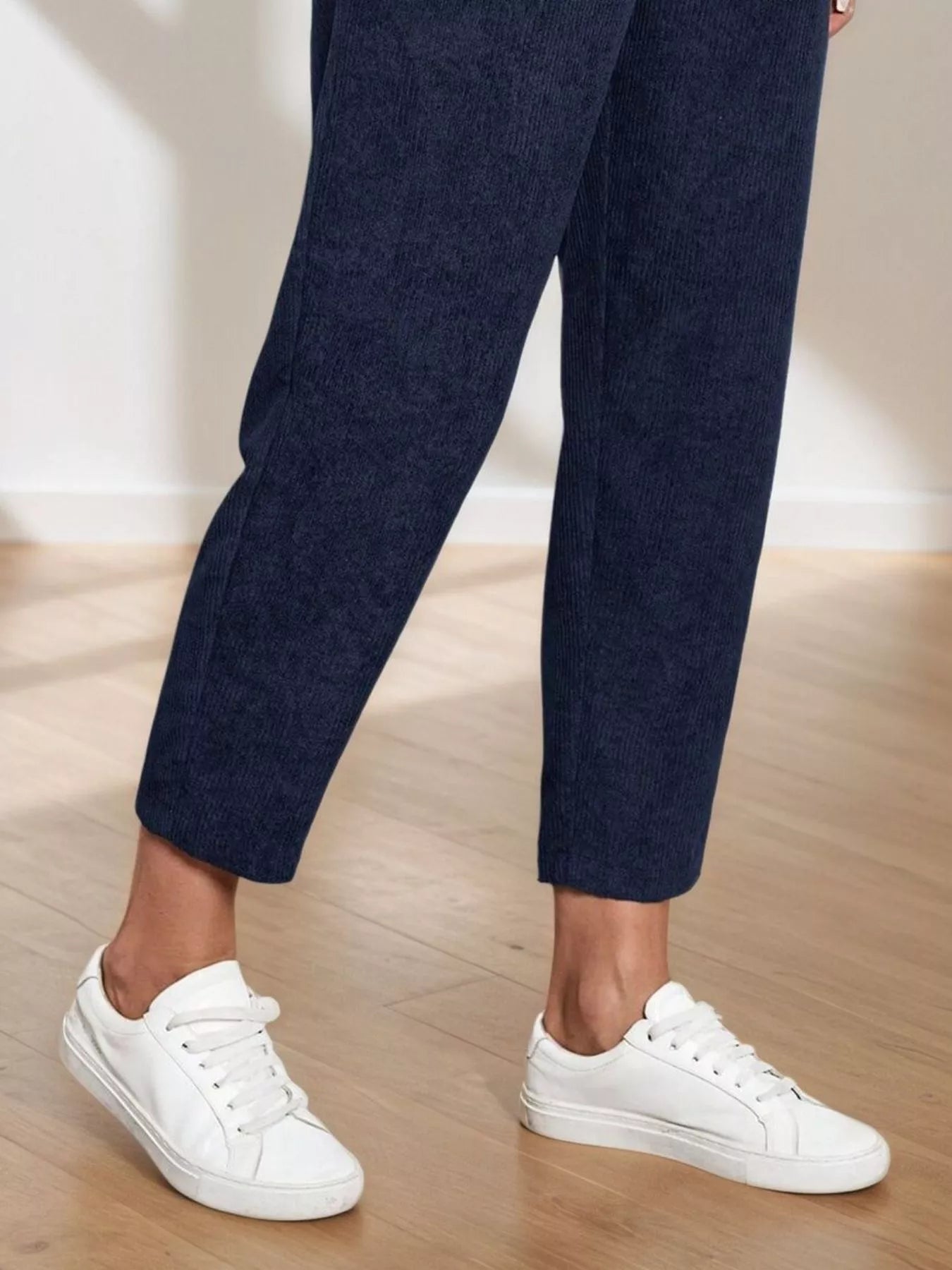 Corduroy Elastic Waist Cropped Pants
