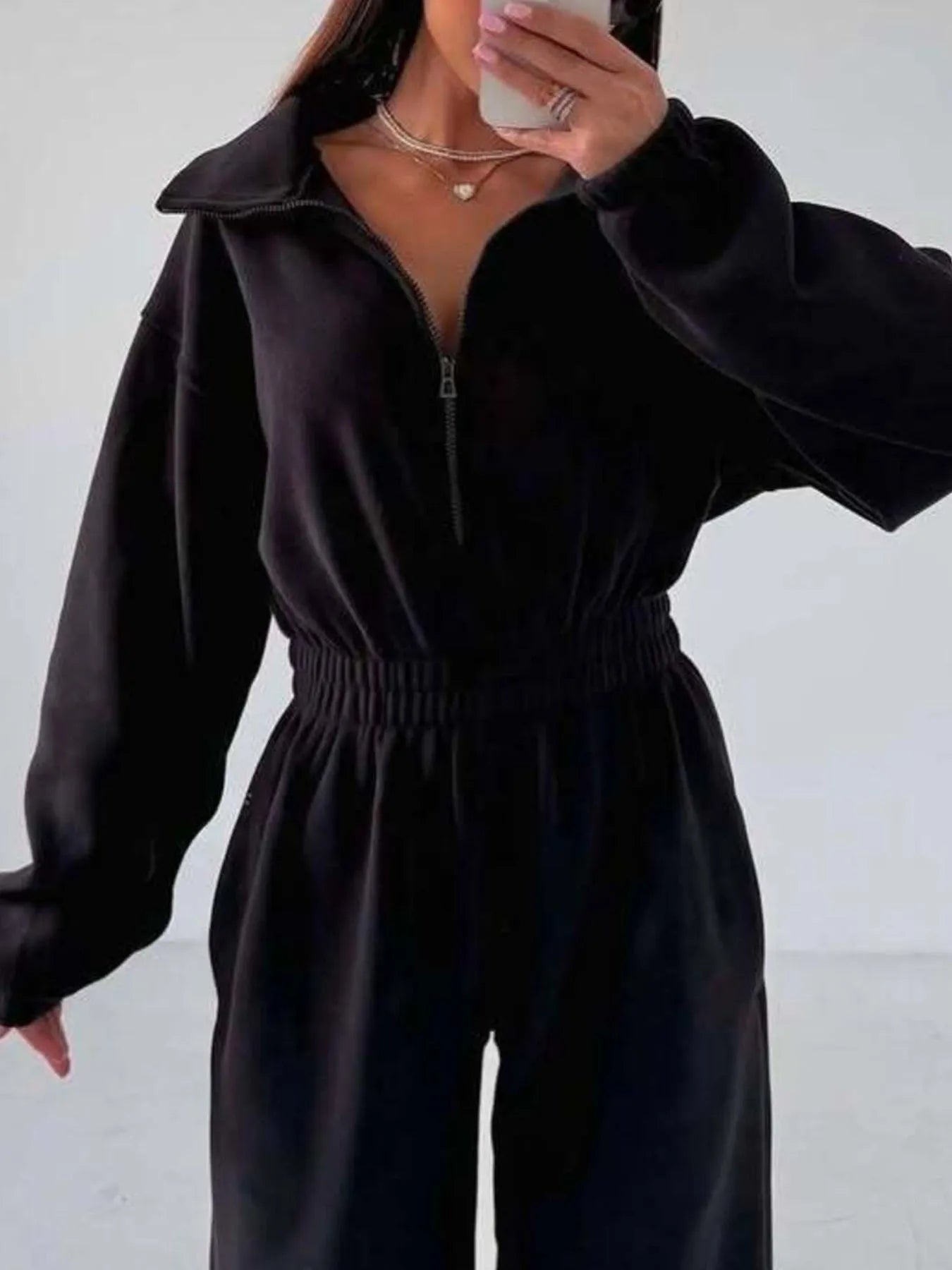 Women's Jumpsuit Zip Front Long Sleeve