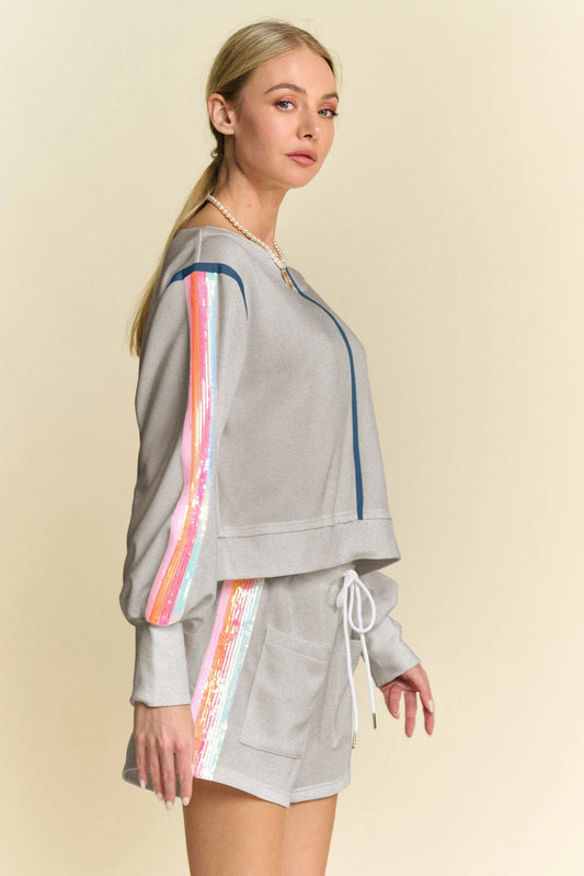 Glam Sequin Stripe Lounge Set