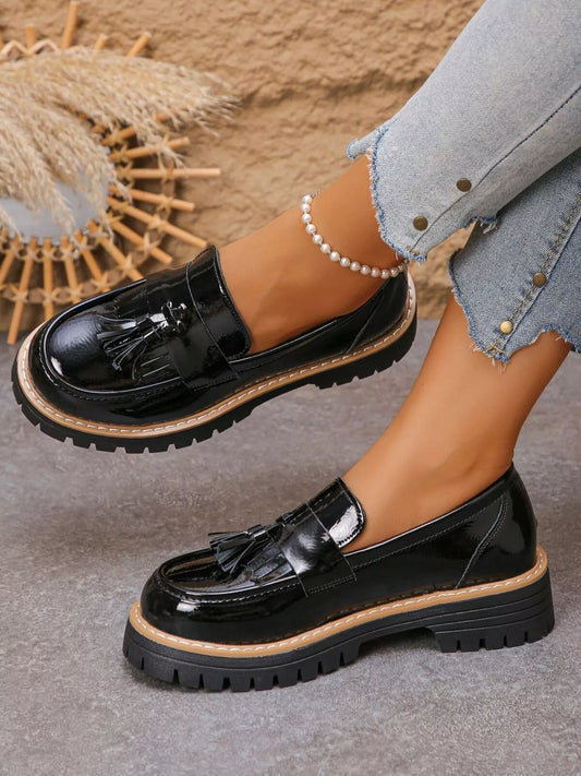 Tassel Round Toe Platform Loafers Style A