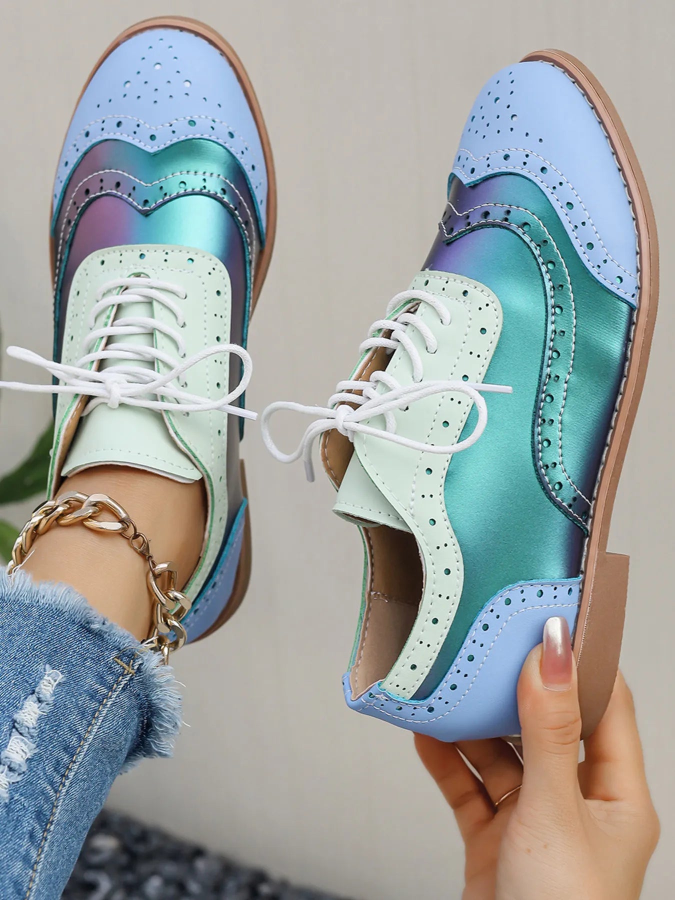 Color Block Flats -  Loafers