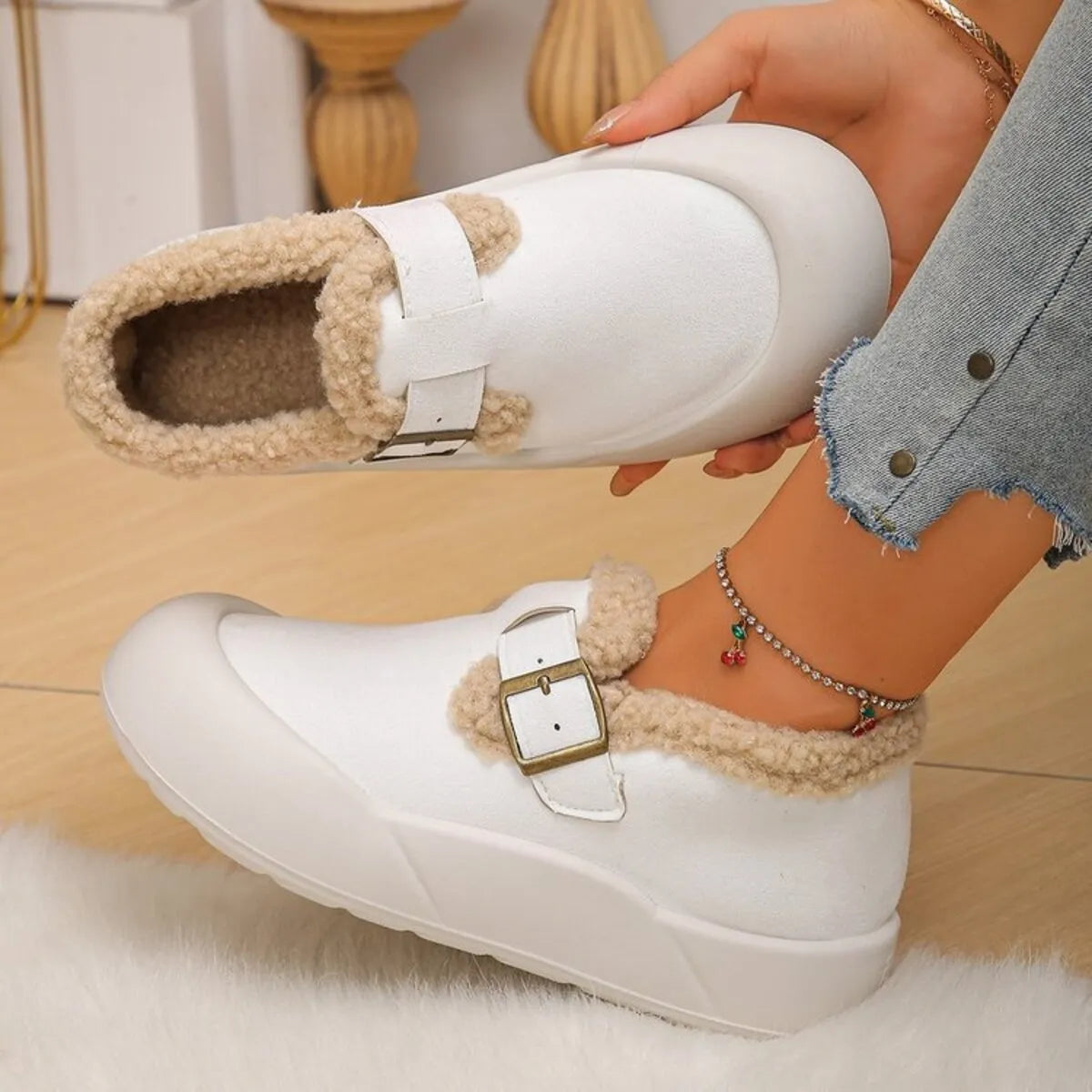 Women’s Round Toe Platform Slip-On Shoes – Comfortable Casual Elevated Loafers