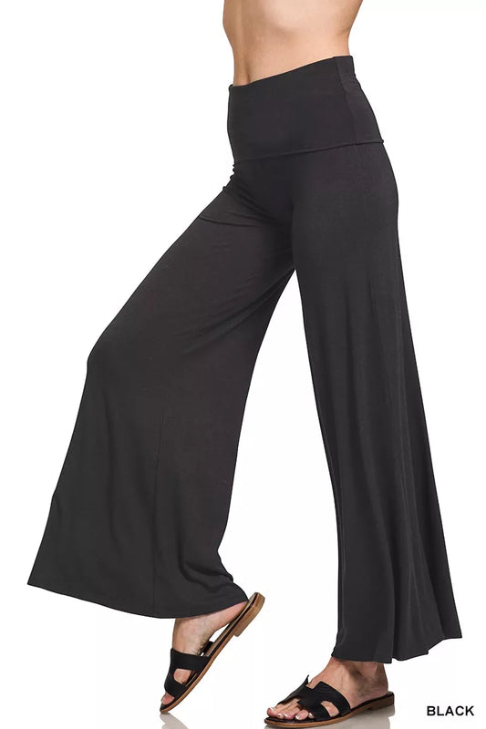Fold Over Waist Comfy Wide Leg Pants – Inclusive Sizing (S–3XL)
