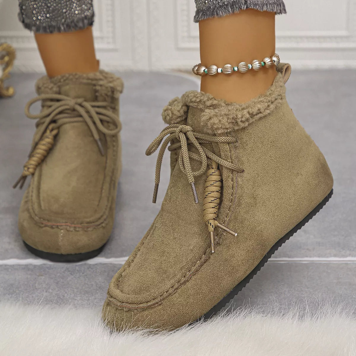 Plush Lined Ankle Boots