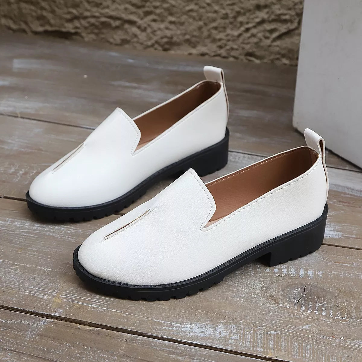 Round Toe Block Heels Loafers