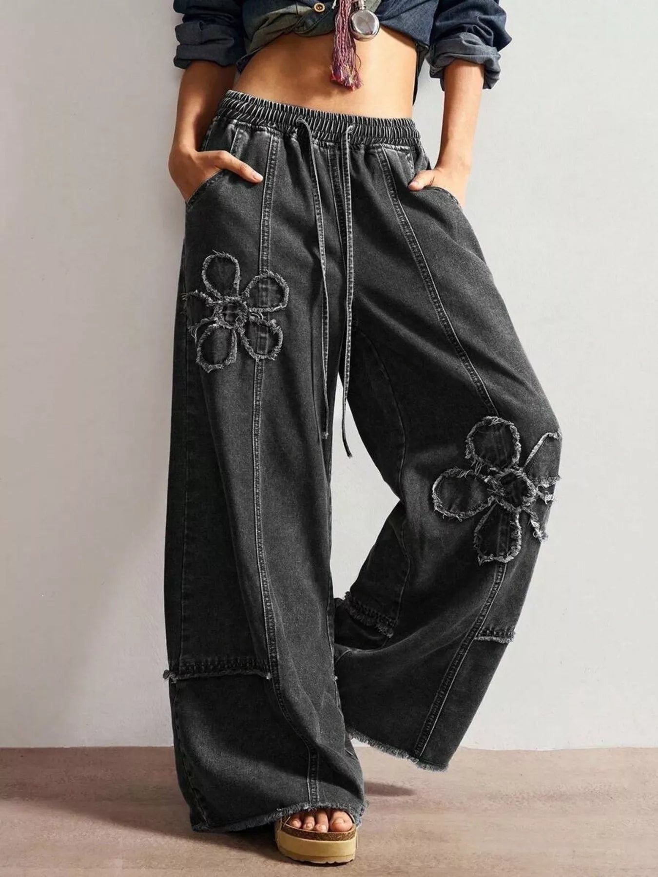 Flower Wide Leg Jeans