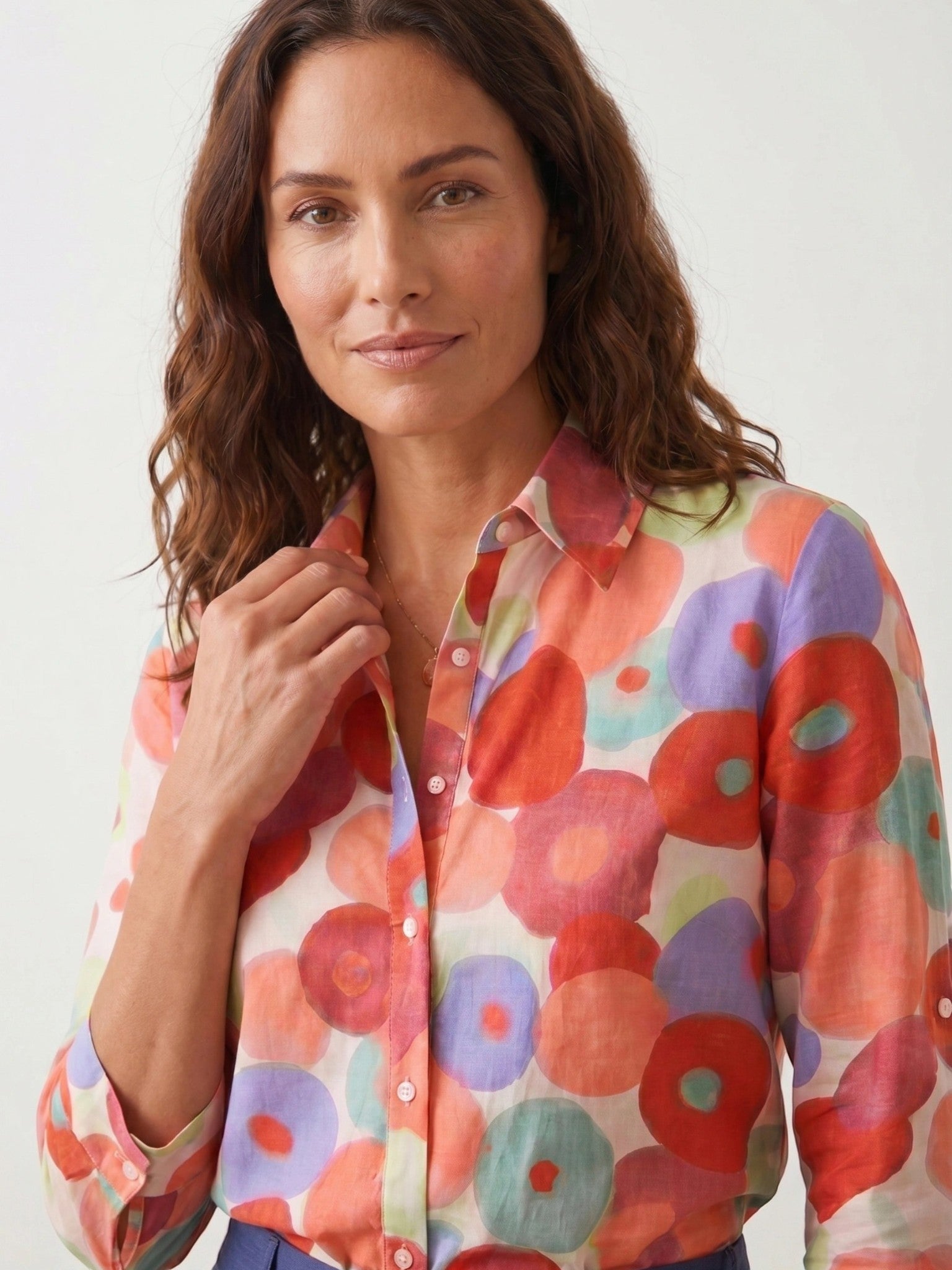 Harper — Floral Print Long Sleeve Blouse With Classic Collared Button-Down Style