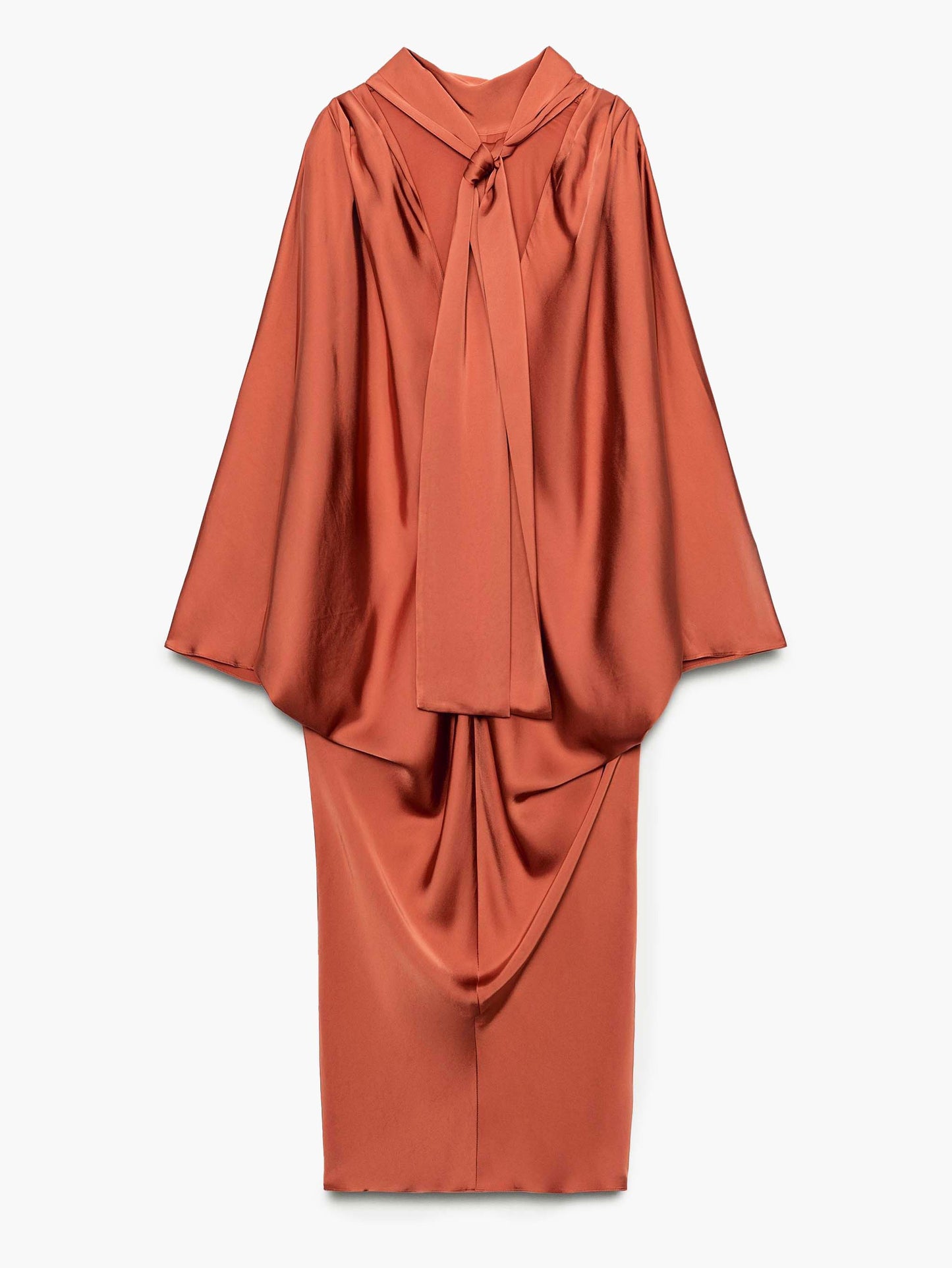 Ochre Silk Wrap Caftan Dress – Bohemian Luxe Resort Wear With V-Neck & Draped Tie Front