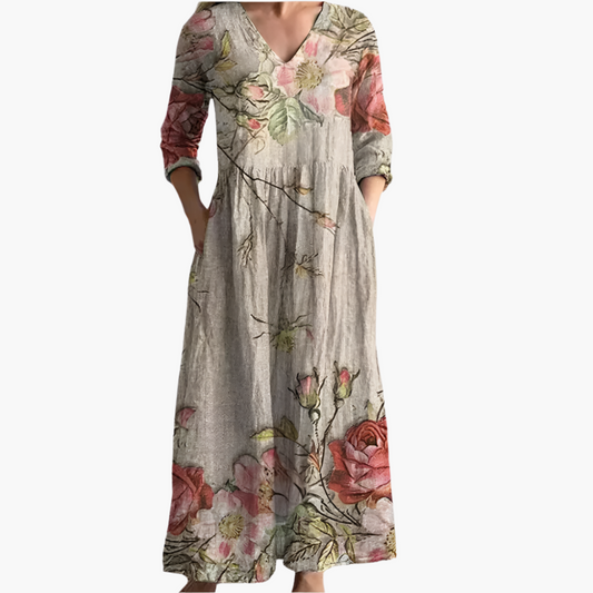 Liora - Neutral Bloom Tummy Coverage Dress