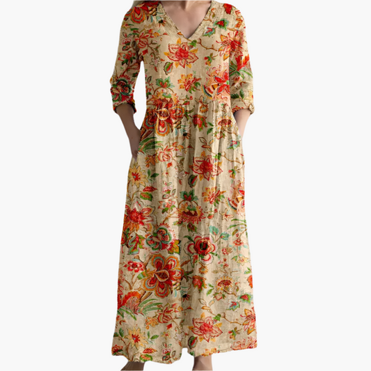 Gilded - Boho Floral Tummy Coverage Dress