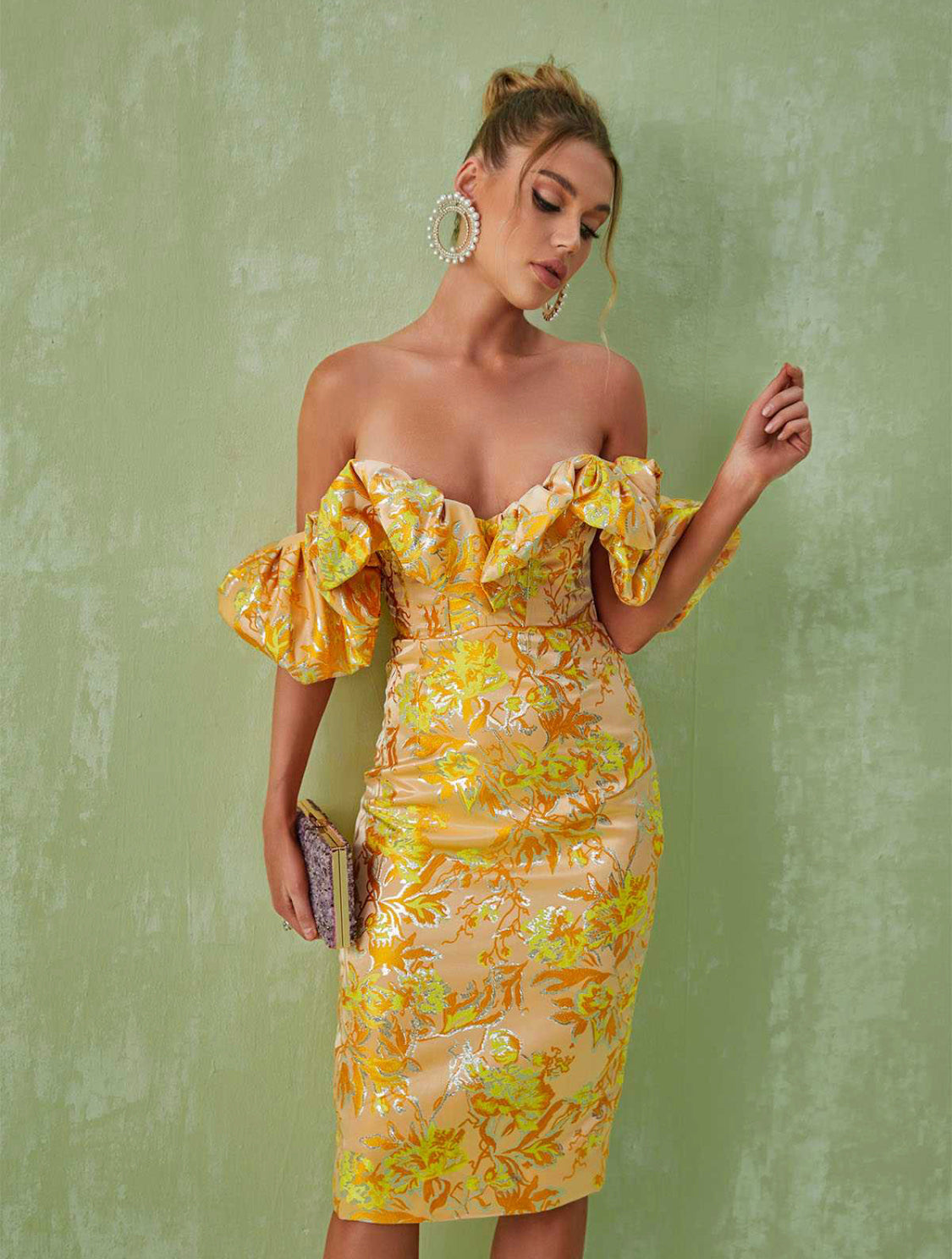 Dona jacquard midi dress size M