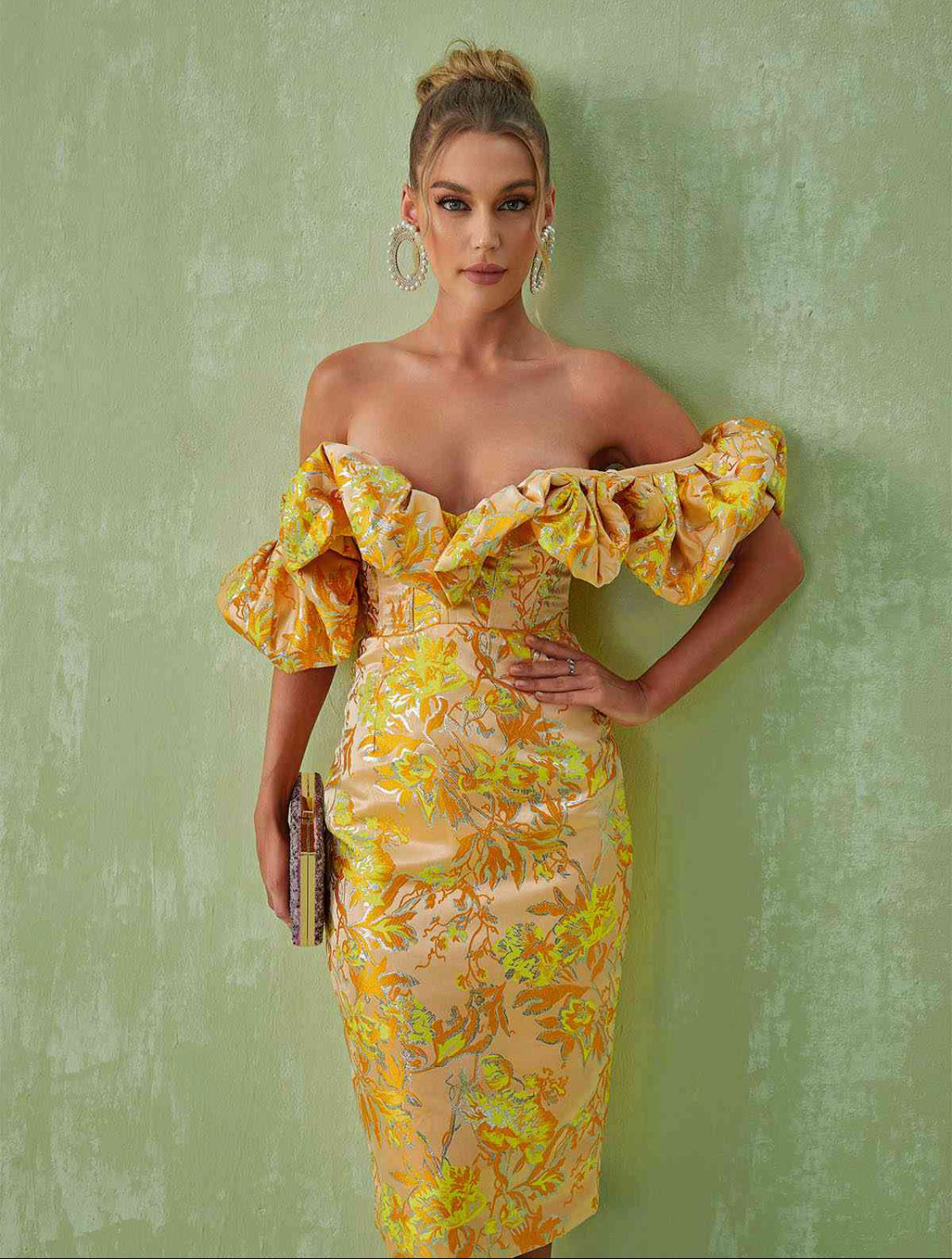 Dona jacquard midi dress size M