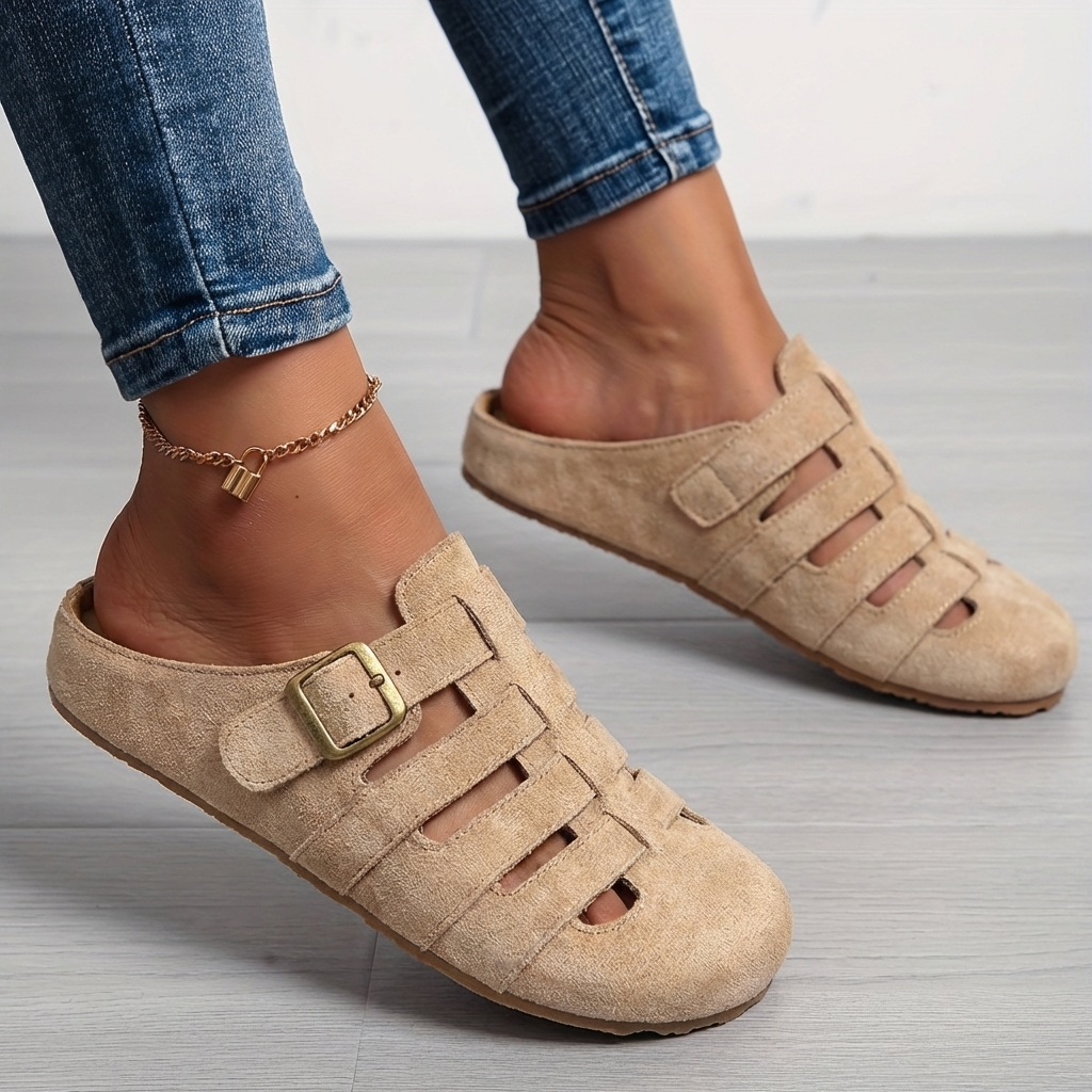 Claire | Orthopedic Slip-On Mules Supportive Comfortable Everyday Khaki