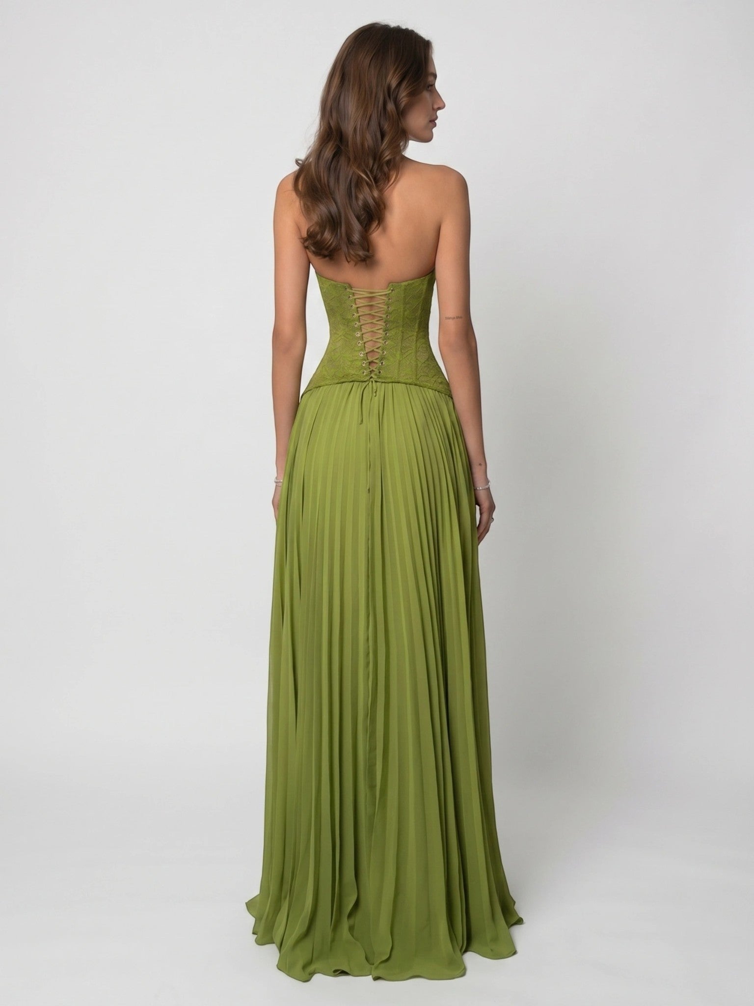 Mirabella — Elegant Draped Pleated Maxi Dress With Structured Corset Style