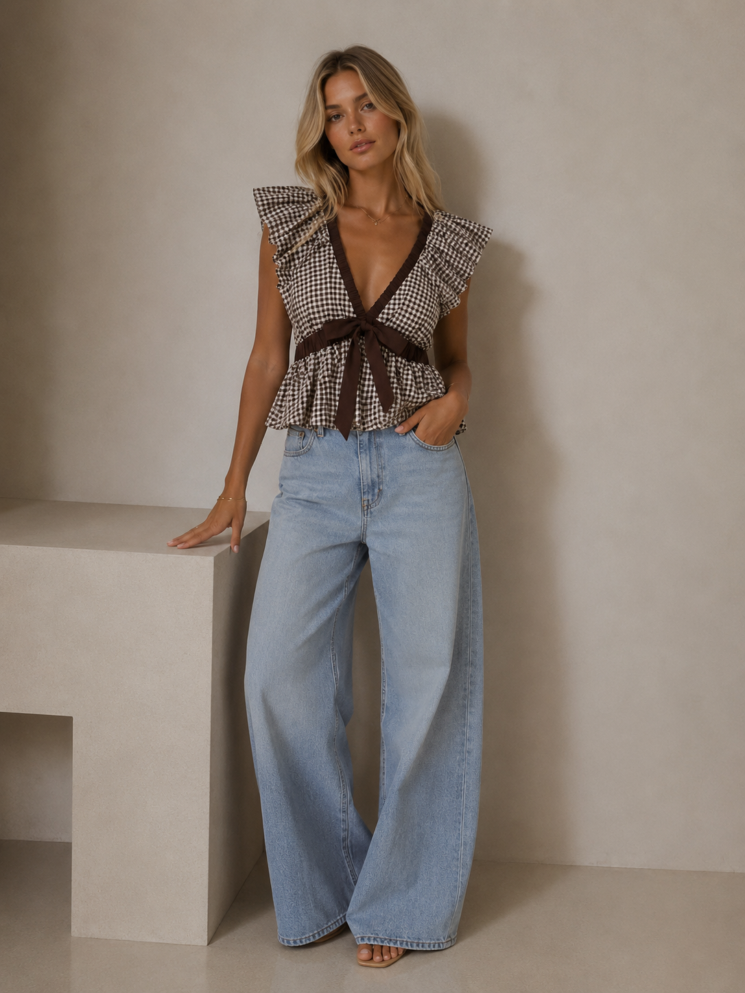 SARA PLAID BLOUSE