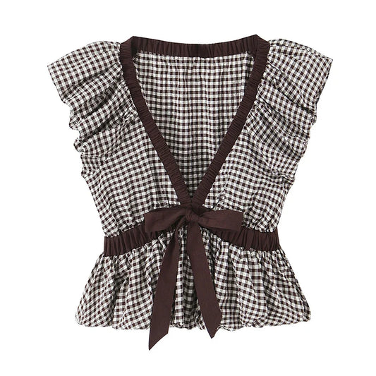 SARA PLAID BLOUSE
