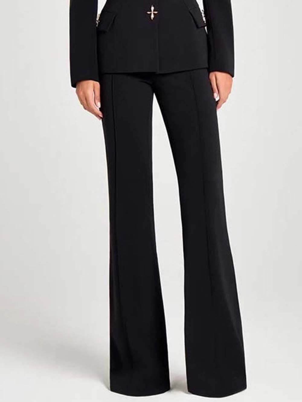 Fashion Casual High-Waist Pocket Trousers Black