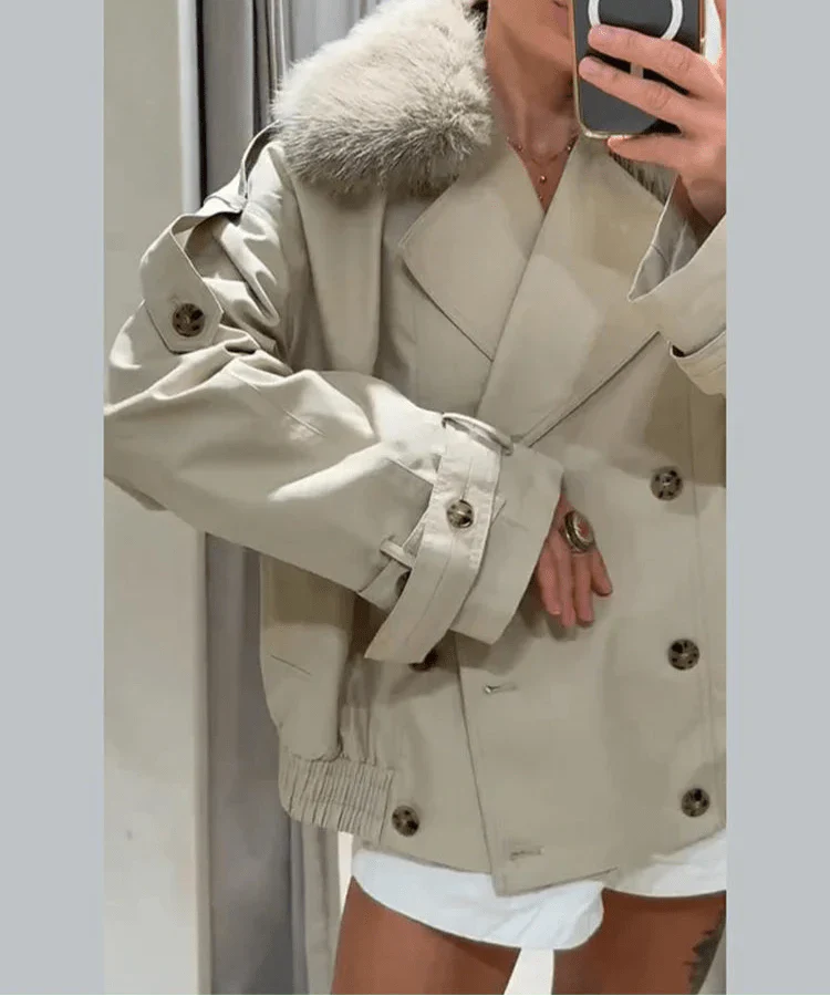 Cameron | Cropped Jacket with Faux Fur Collar