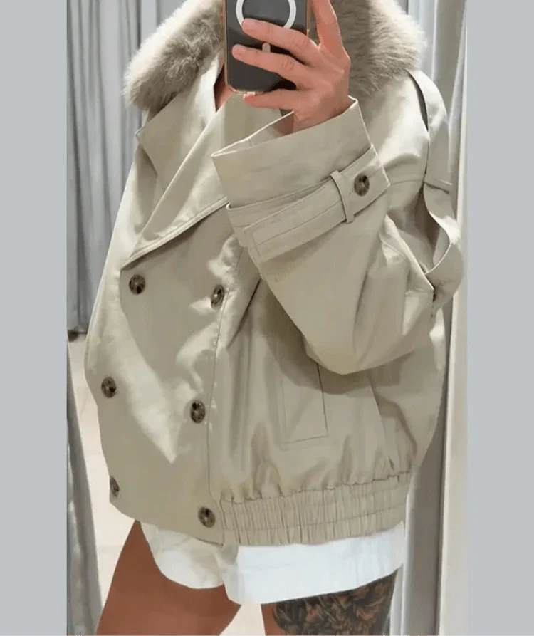 Cameron | Cropped Jacket with Faux Fur Collar