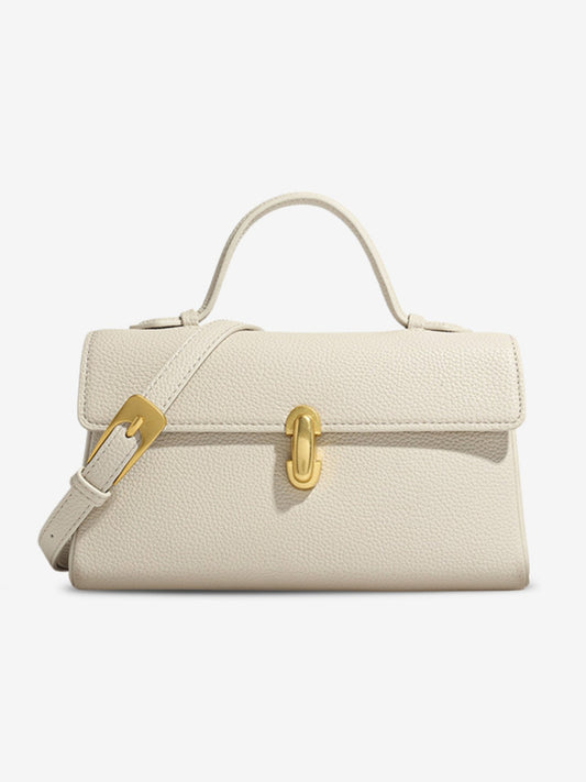 Cassy Elegant Vegan Leather Crossbody Bag with Removable Strap White