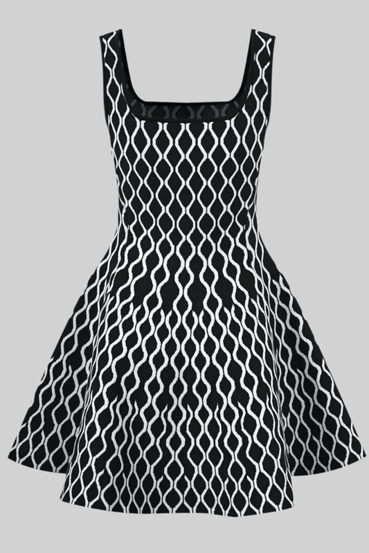 NELA PLAID MINI DRESS BLACK