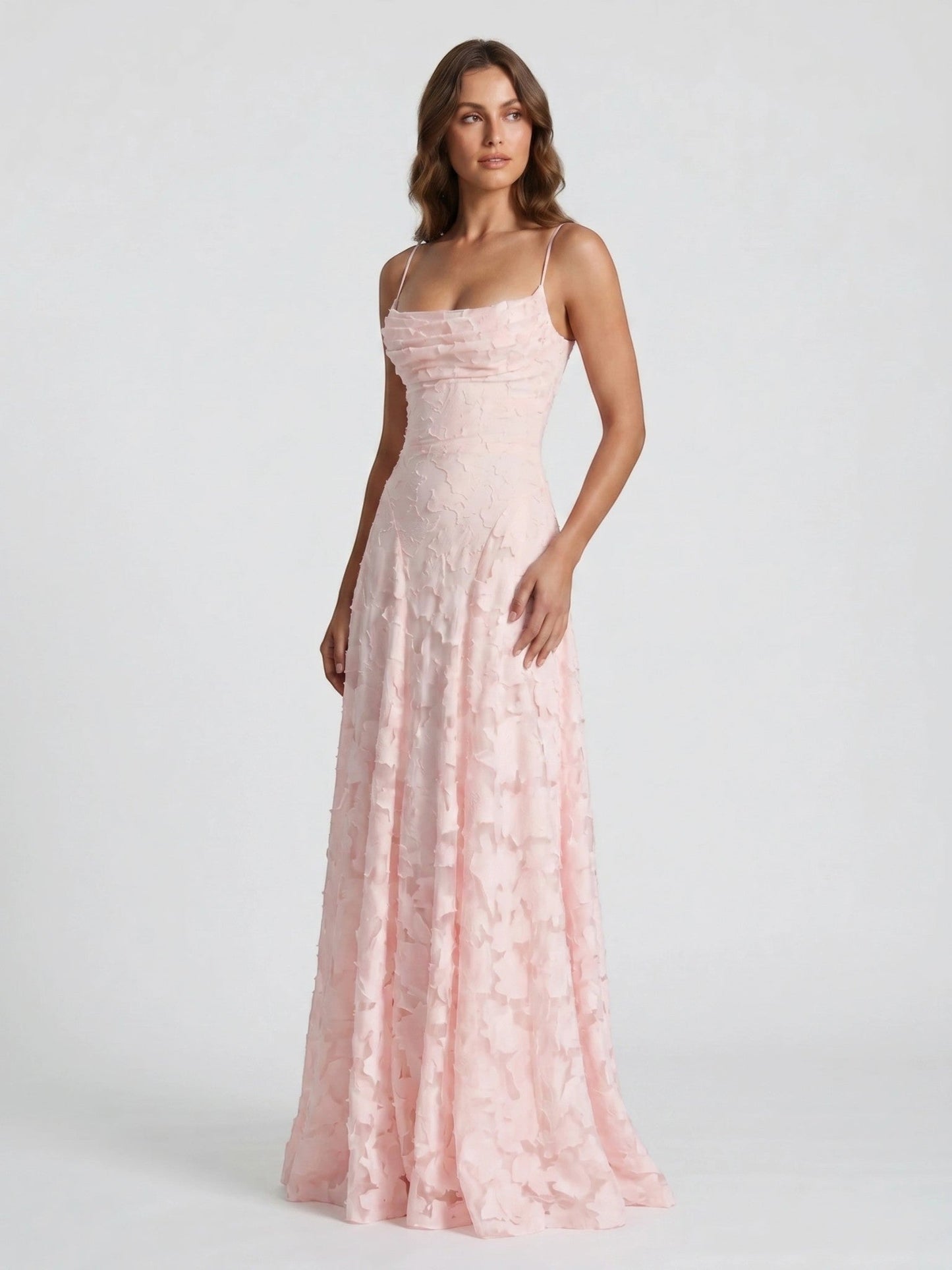 Sophia — Floral Textured A-Line Bridal Gown With Elegant Strapless Design Pink