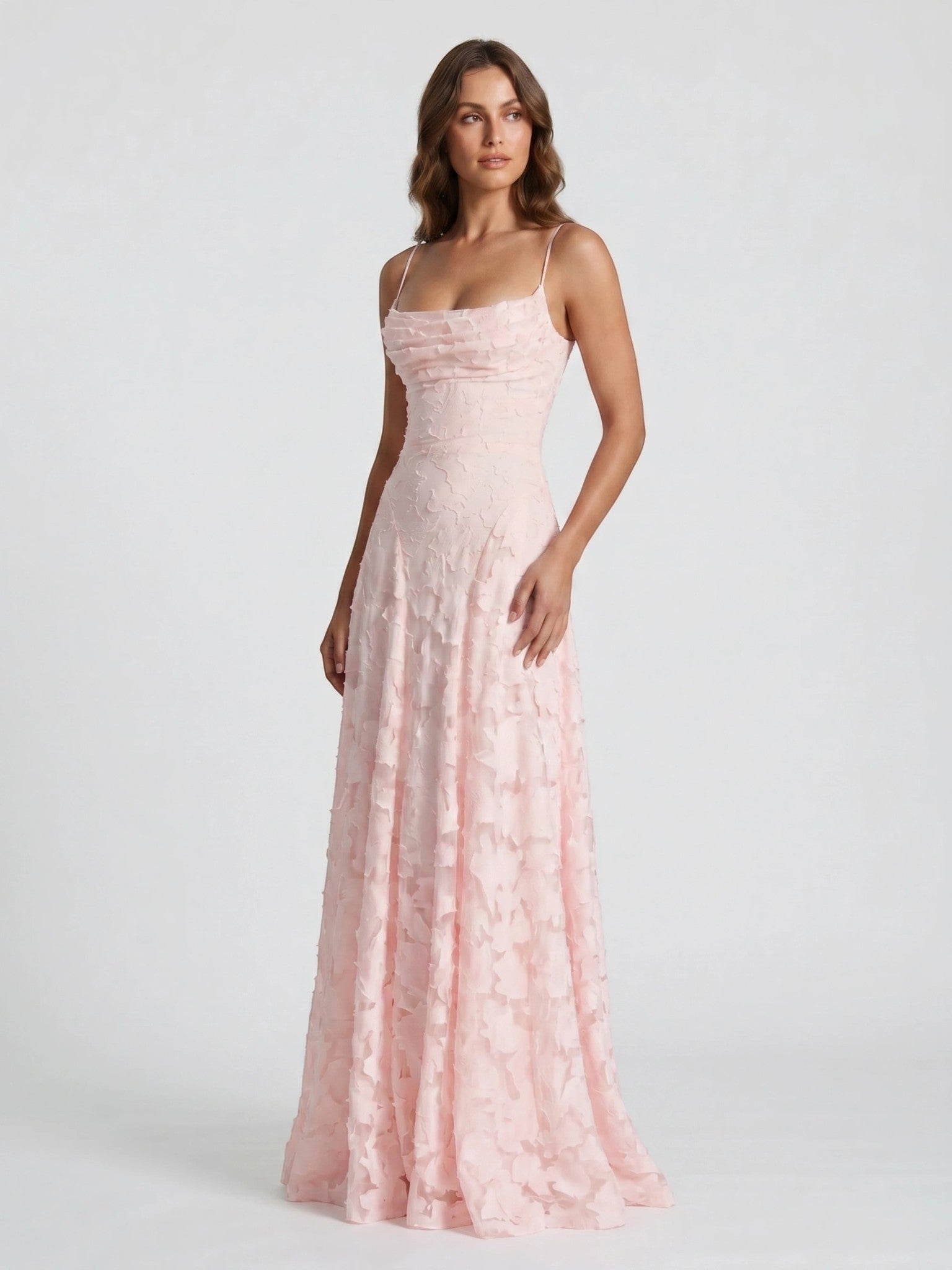 Sophia — Floral Textured A-Line Bridal Gown With Elegant Strapless Design Pink