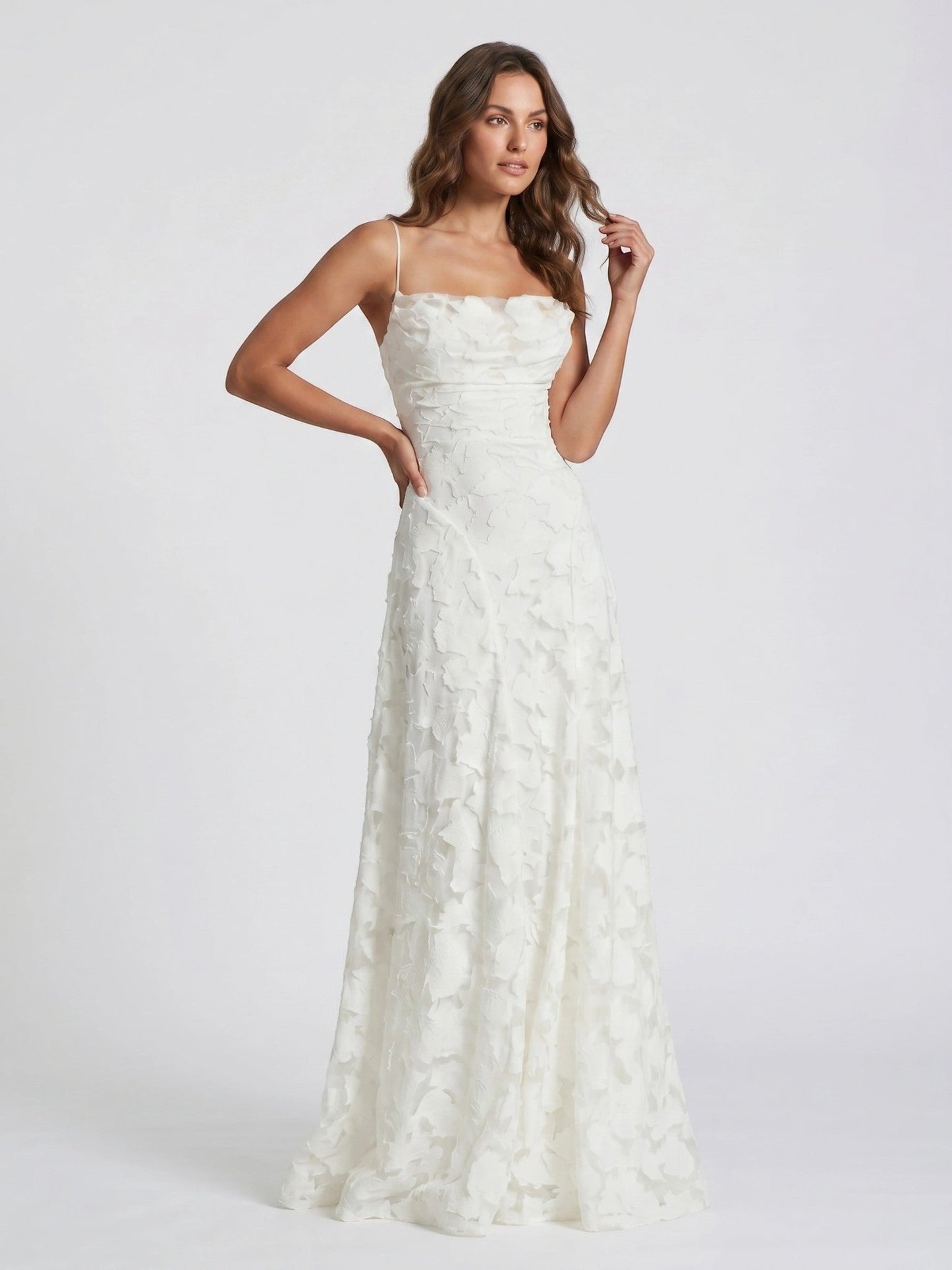 Sophia — Floral Textured A-Line Bridal Gown With Elegant Strapless Design White