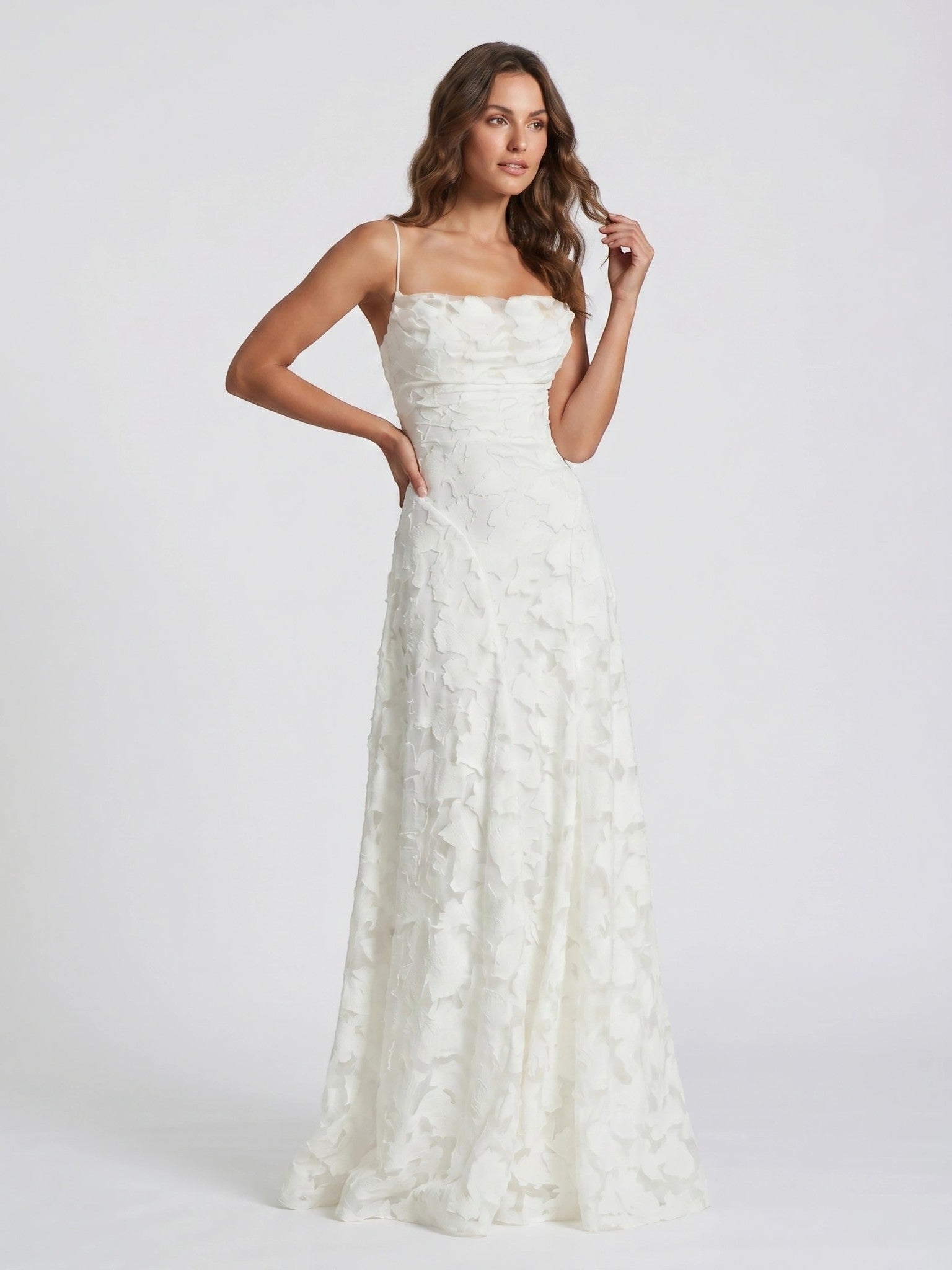 Sophia — Floral Textured A-Line Bridal Gown With Elegant Strapless Design White