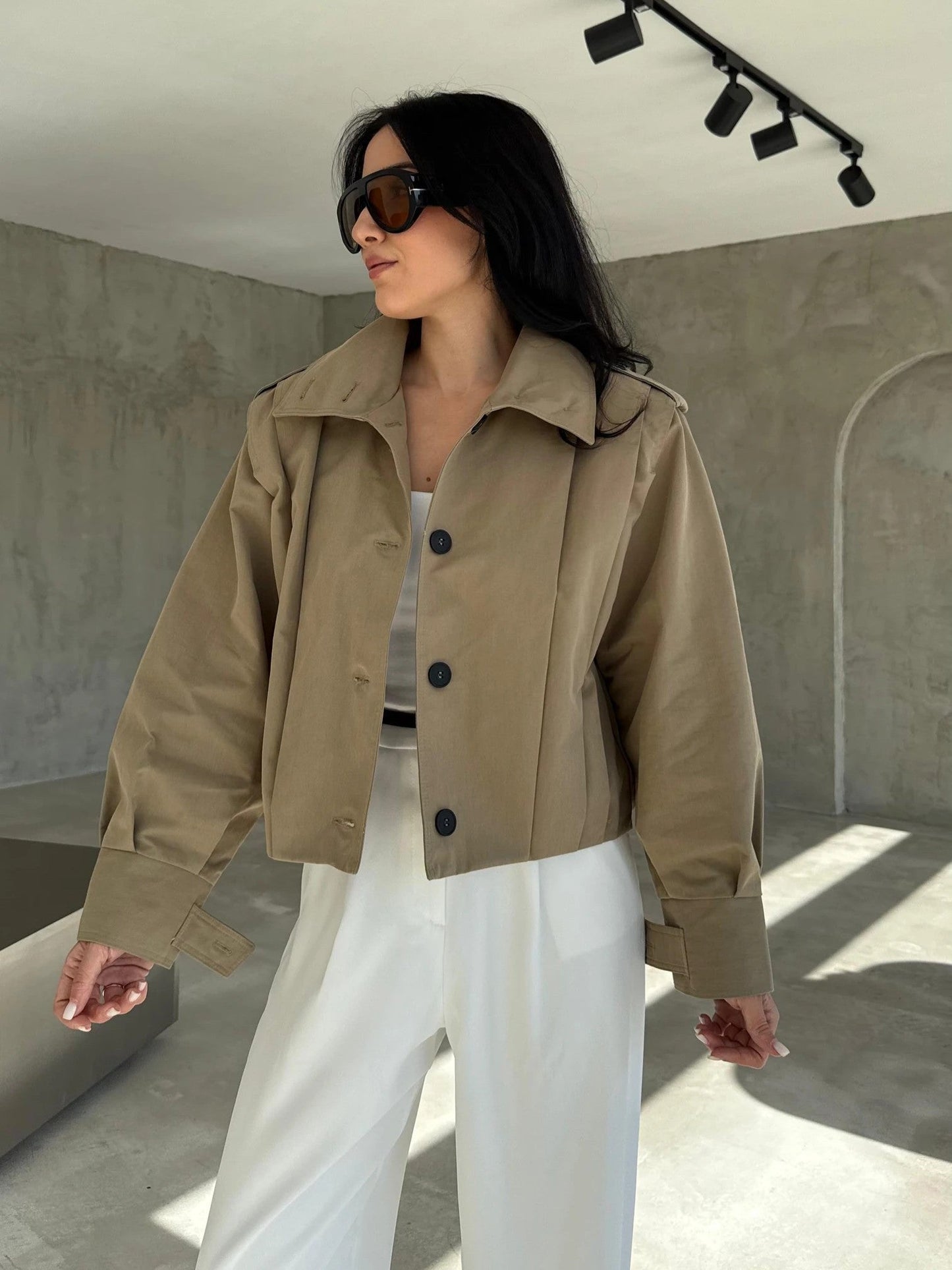 Sarah | Cropped Pea Coat Jacket