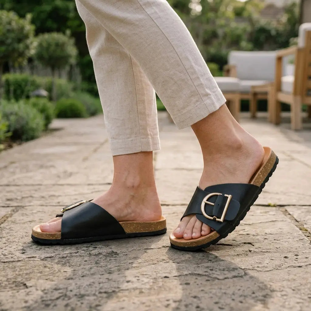 Buckleease — PU Buckled Mules With Chic Open Slip-On Everyday Comfort Design