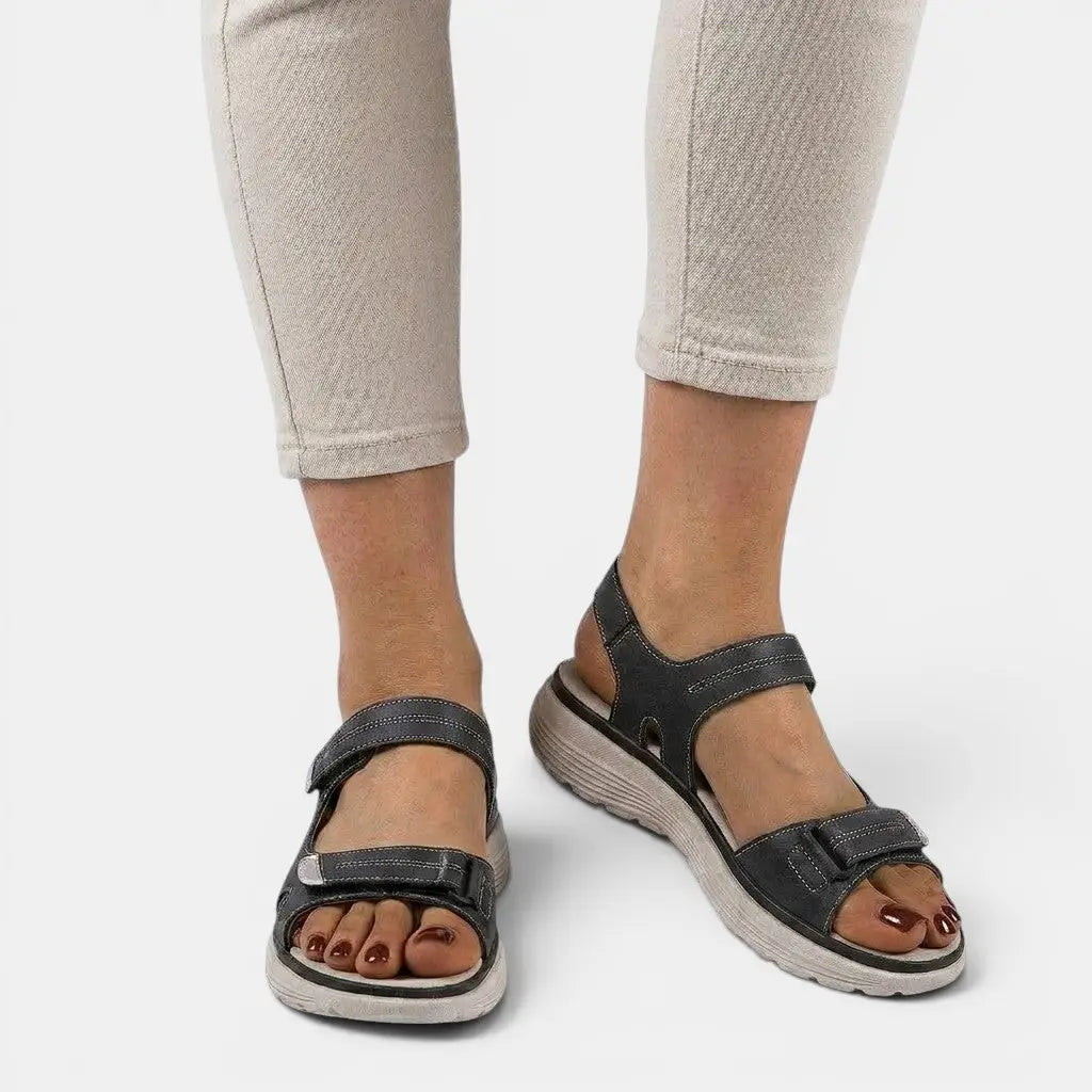 Adjustnude — Adjustable Synthetic Orthopedic Sandals With Comfortable Summer Design Black